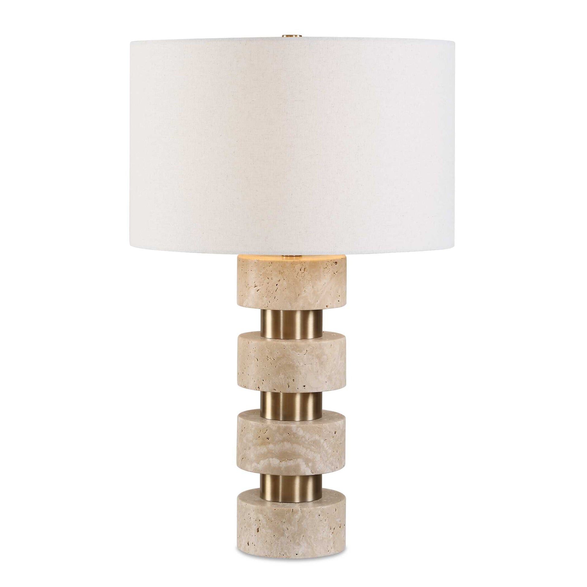 Uttermost Makani Travertine Table Lamp - Brass,Gold,White