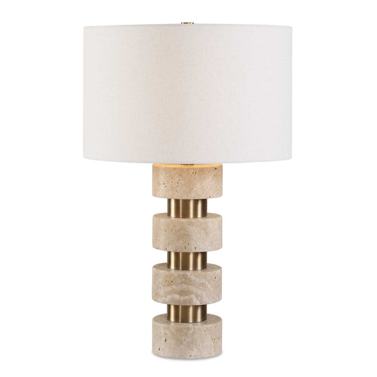 Uttermost Makani Travertine Table Lamp - Brass,Gold,White