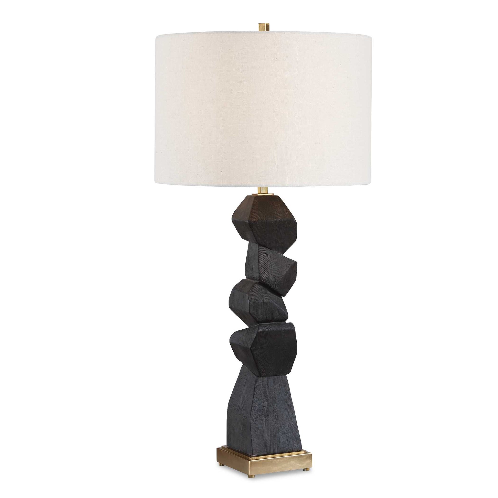 Uttermost Demelo Stacked Wood Table Lamp - Black,Brown