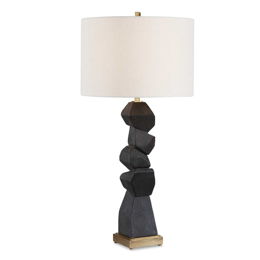 Uttermost Demelo Stacked Wood Table Lamp - Black,Brown
