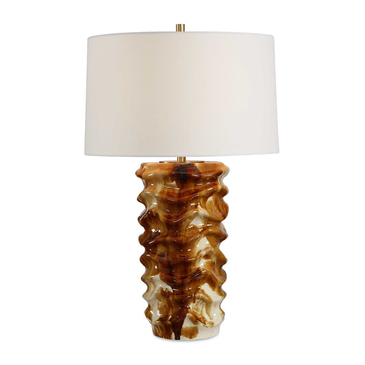 Uttermost Bassa Brown Cream Glazed Table Lamp - Brown,White