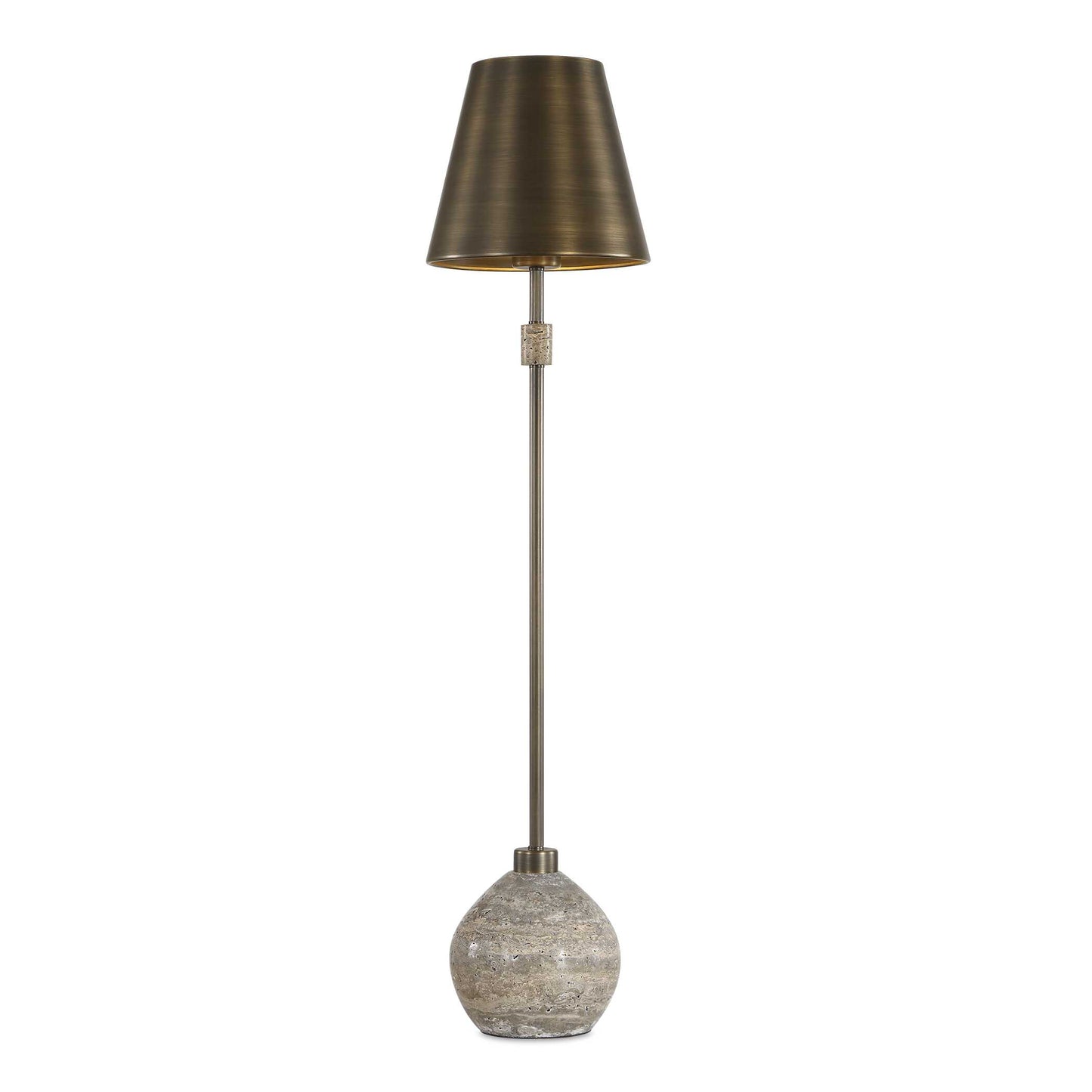 Uttermost Jaycee Dark Travertine Buffet Lamp - Brass,Brown,Gold,Gray