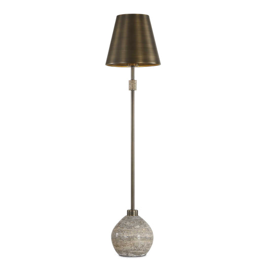 Uttermost Jaycee Dark Travertine Buffet Lamp - Brass,Brown,Gold,Gray