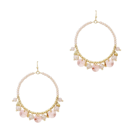 Pink Crystal 2" Circular Dangle Earrings