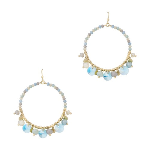 Blue Multi Crystal 2" Circular Dangle Earrings