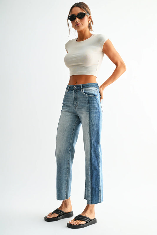 MICA Denim - High Rise Wide Ankle Jeans