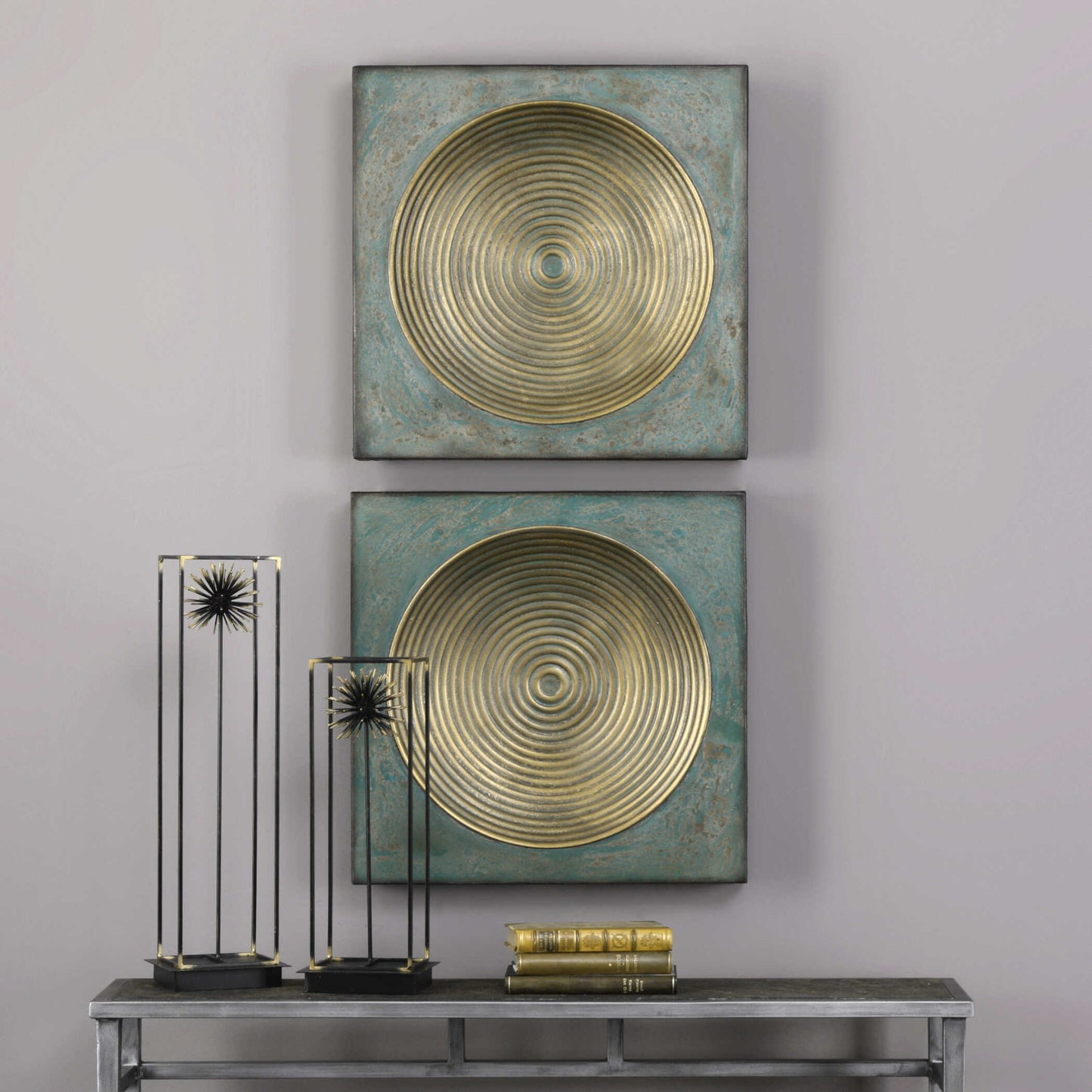 Uttermost Sybil Antique Gold Squares Set/2