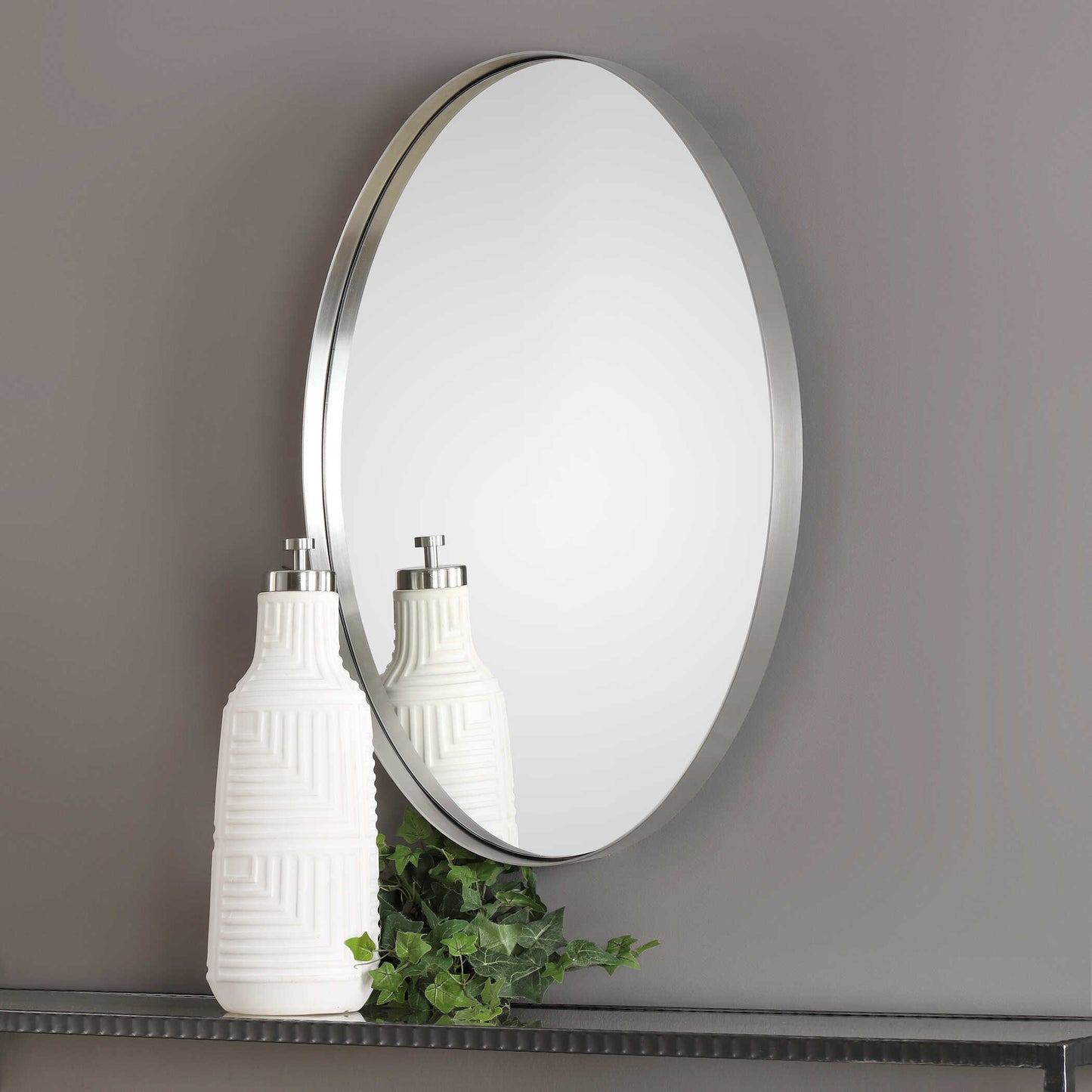 Uttermost Pursley Brushed Nickel Oval Mirror