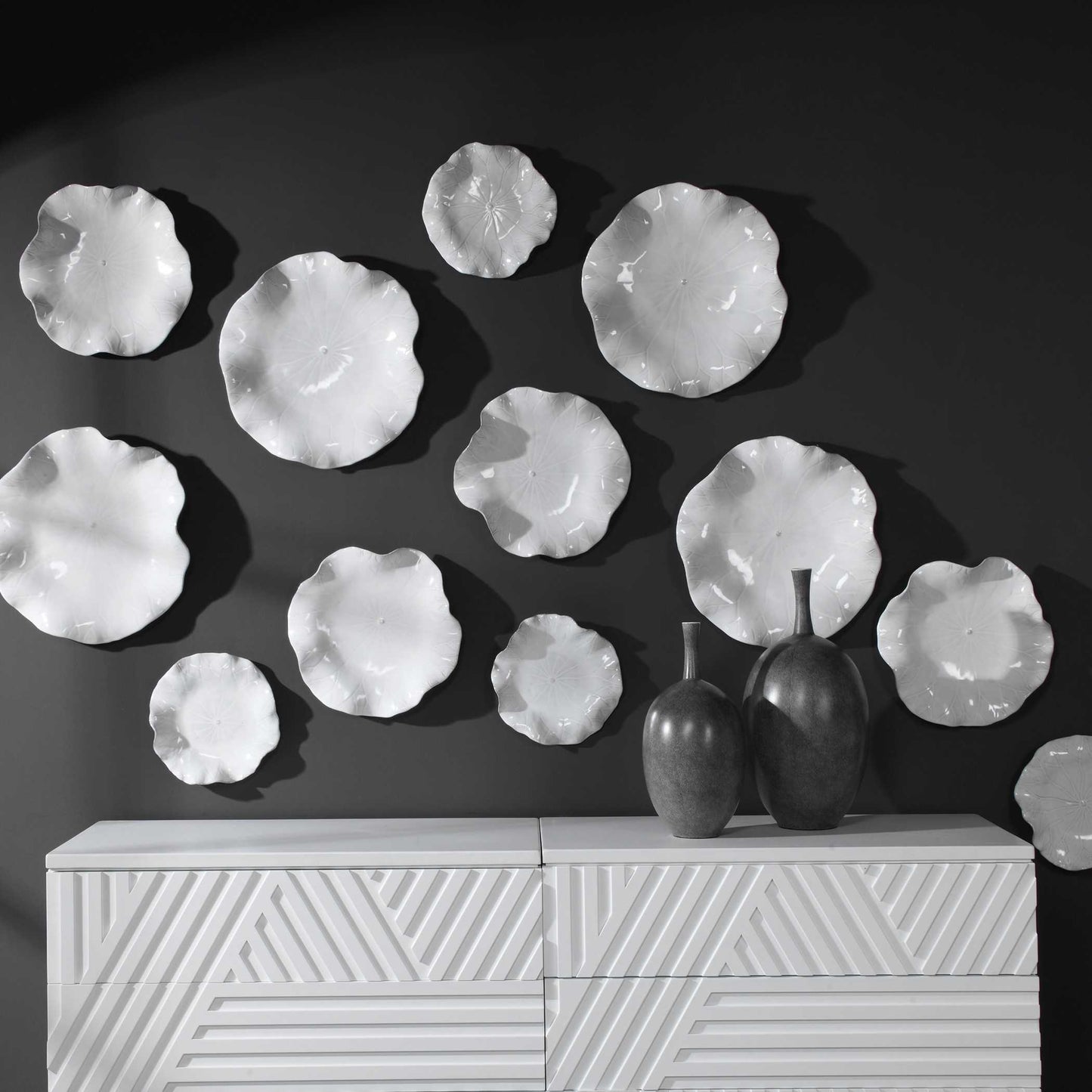 Uttermost Abella Ceramic Wall Decor Set/3 White