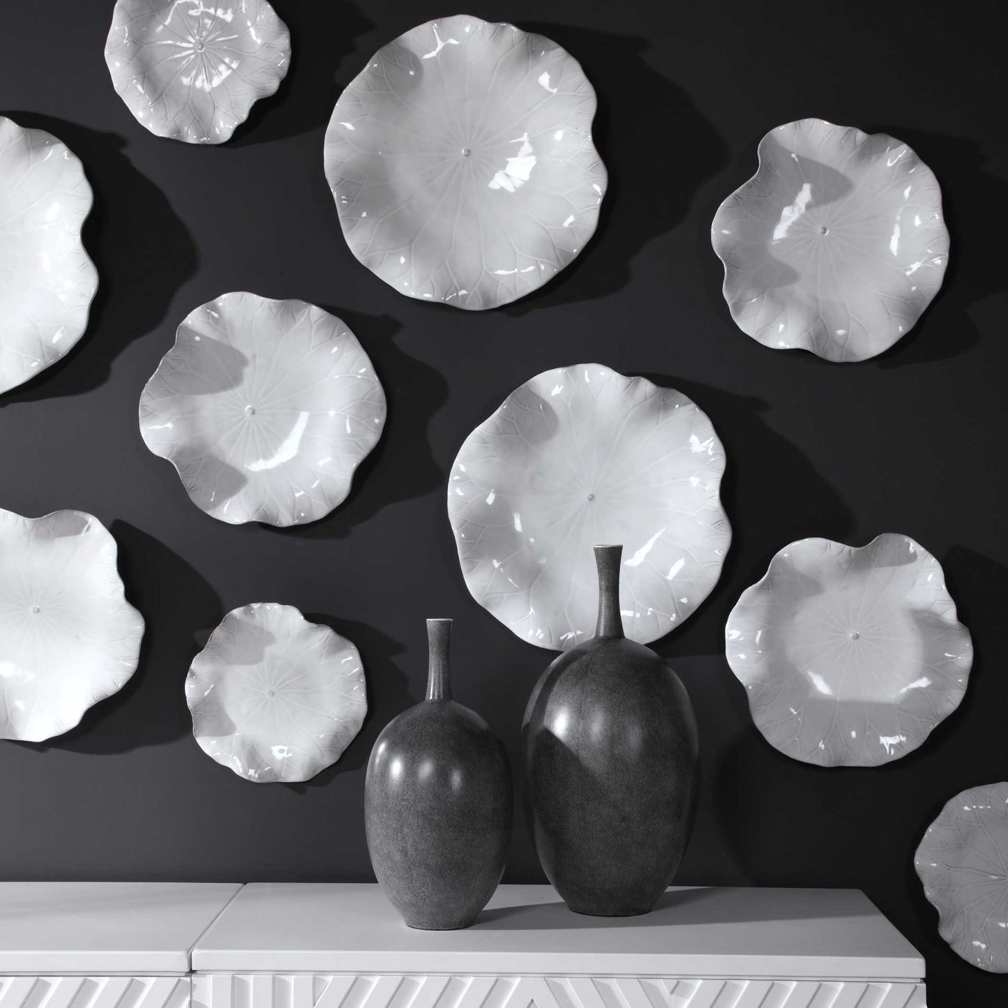 Uttermost Abella Ceramic Wall Decor Set/3 White