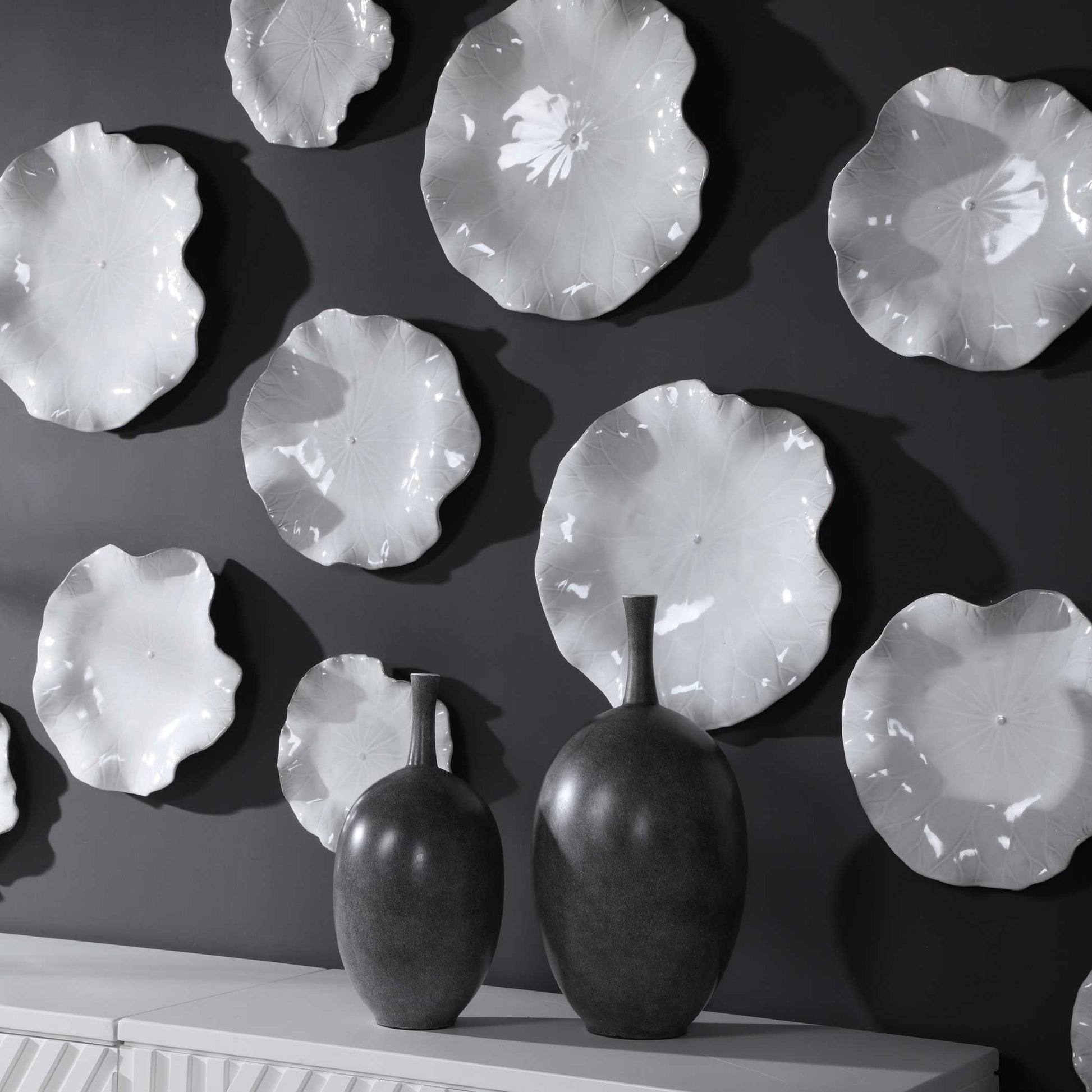 Uttermost Abella Ceramic Wall Decor Set/3 White