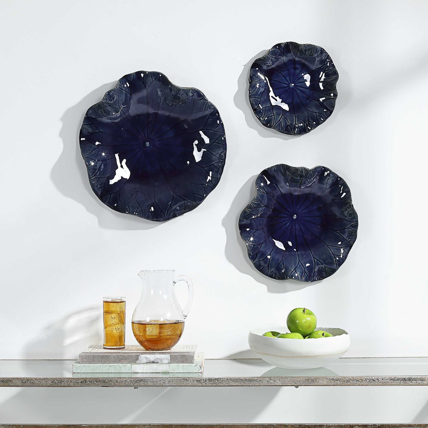 Uttermost Abella Blue Ceramic Wall Decor Set/3