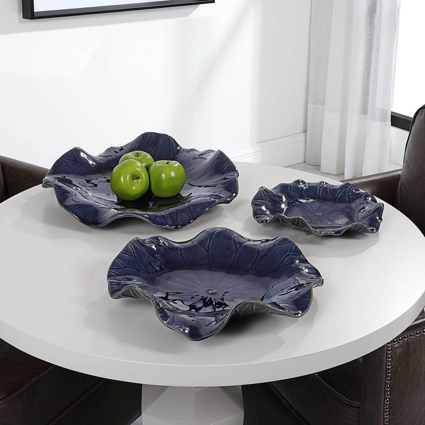 Uttermost Abella Blue Ceramic Wall Decor Set/3