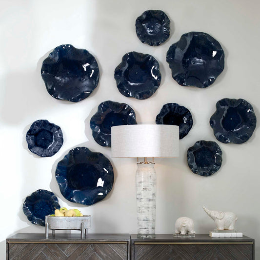 Uttermost Abella Blue Ceramic Wall Decor Set/3