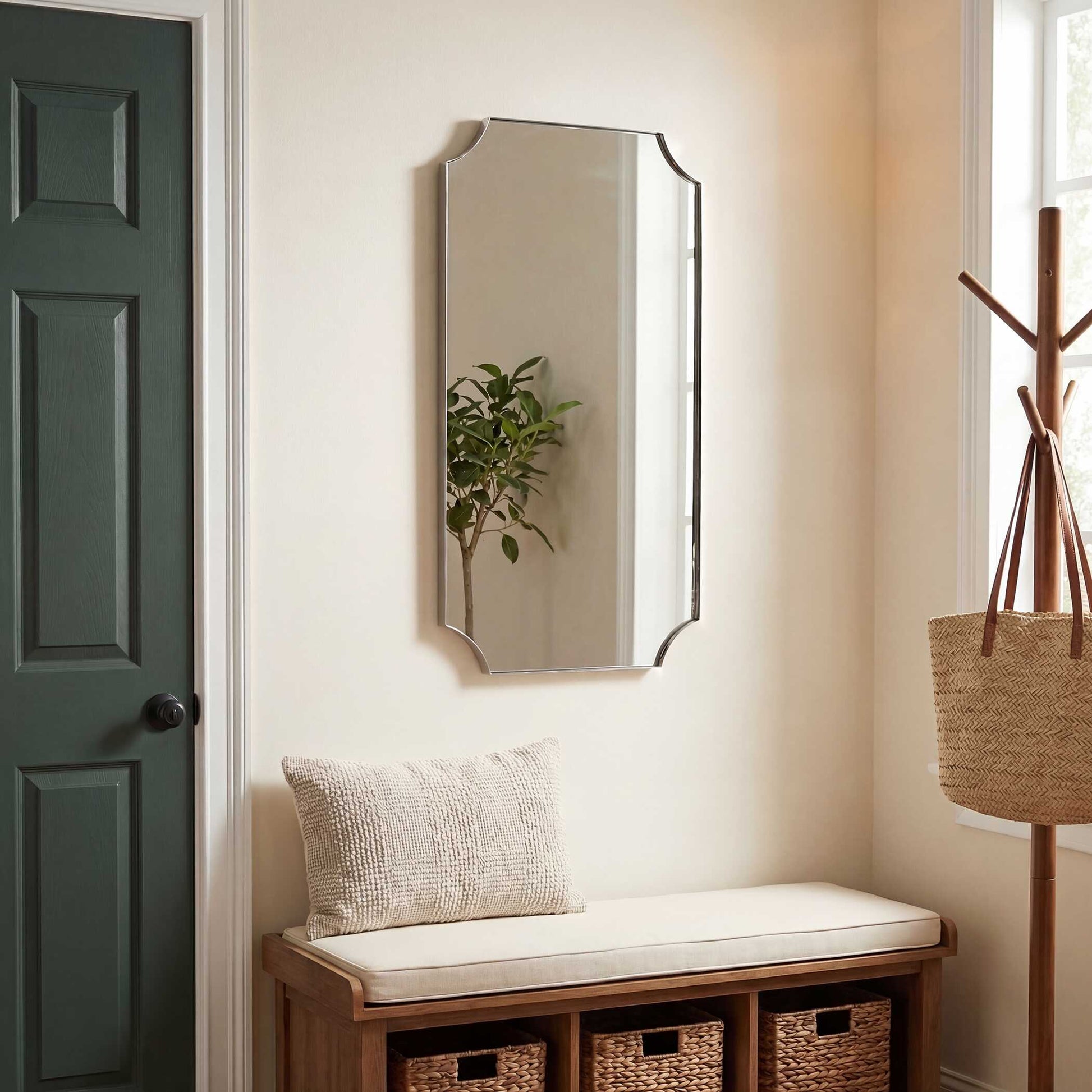 Uttermost Lennox Nickel Scalloped Corner Mirror