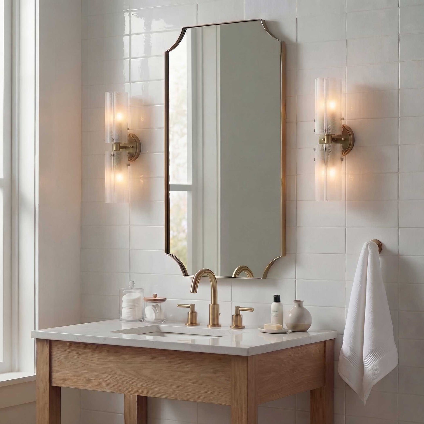 Uttermost Lennox Brass Scalloped Corner Mirror