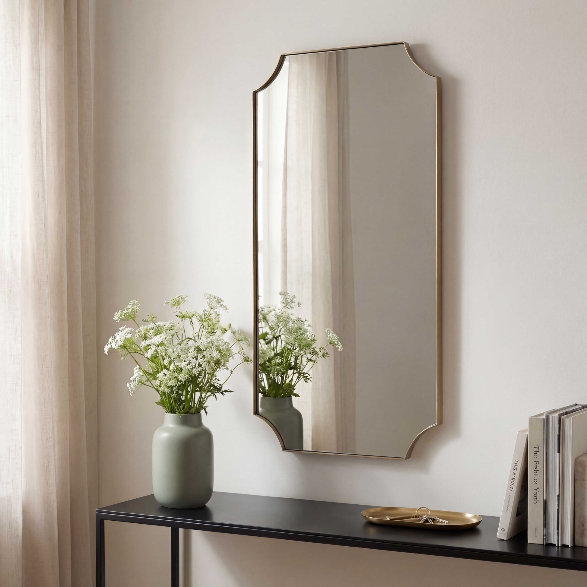 Uttermost Lennox Brass Scalloped Corner Mirror