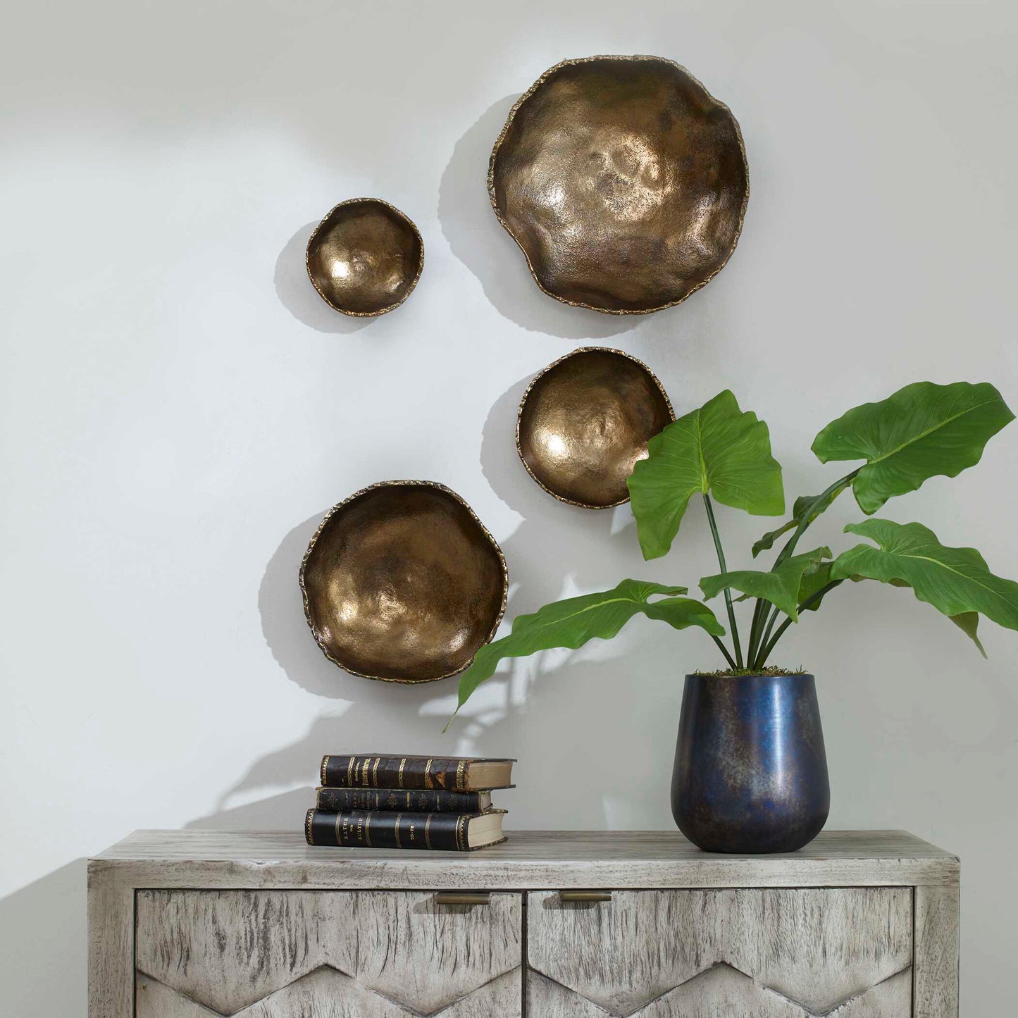 Uttermost Lucky Coins Brass Wall Bowls Set/4