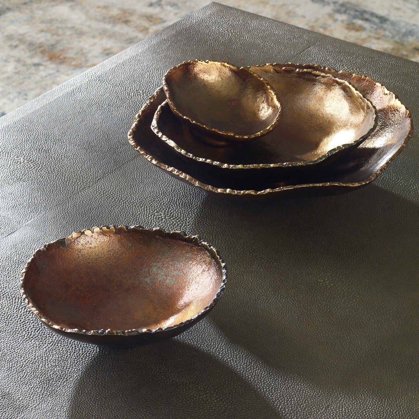 Uttermost Lucky Coins Brass Wall Bowls Set/4