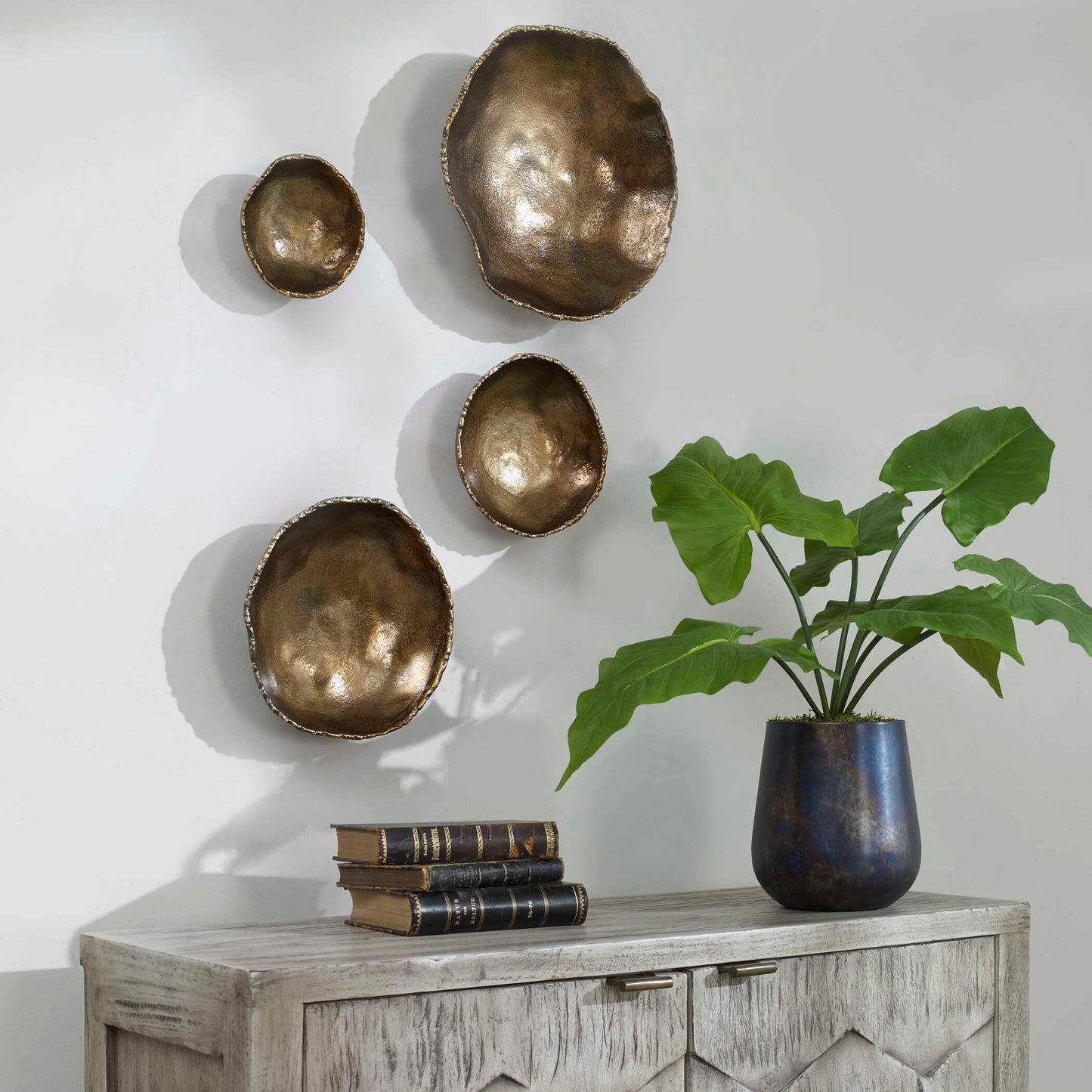 Uttermost Lucky Coins Brass Wall Bowls Set/4