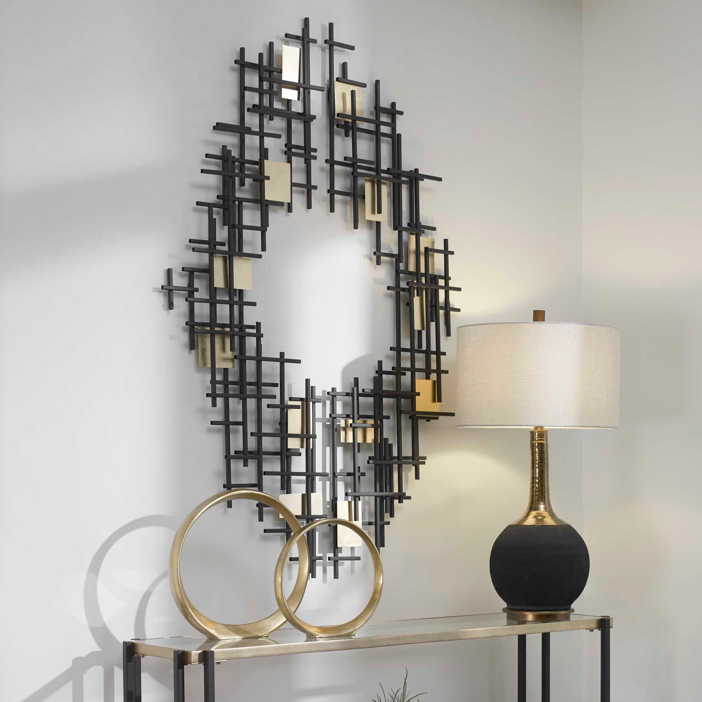 Uttermost Reflection Metal Grid Wall Decor Set/2
