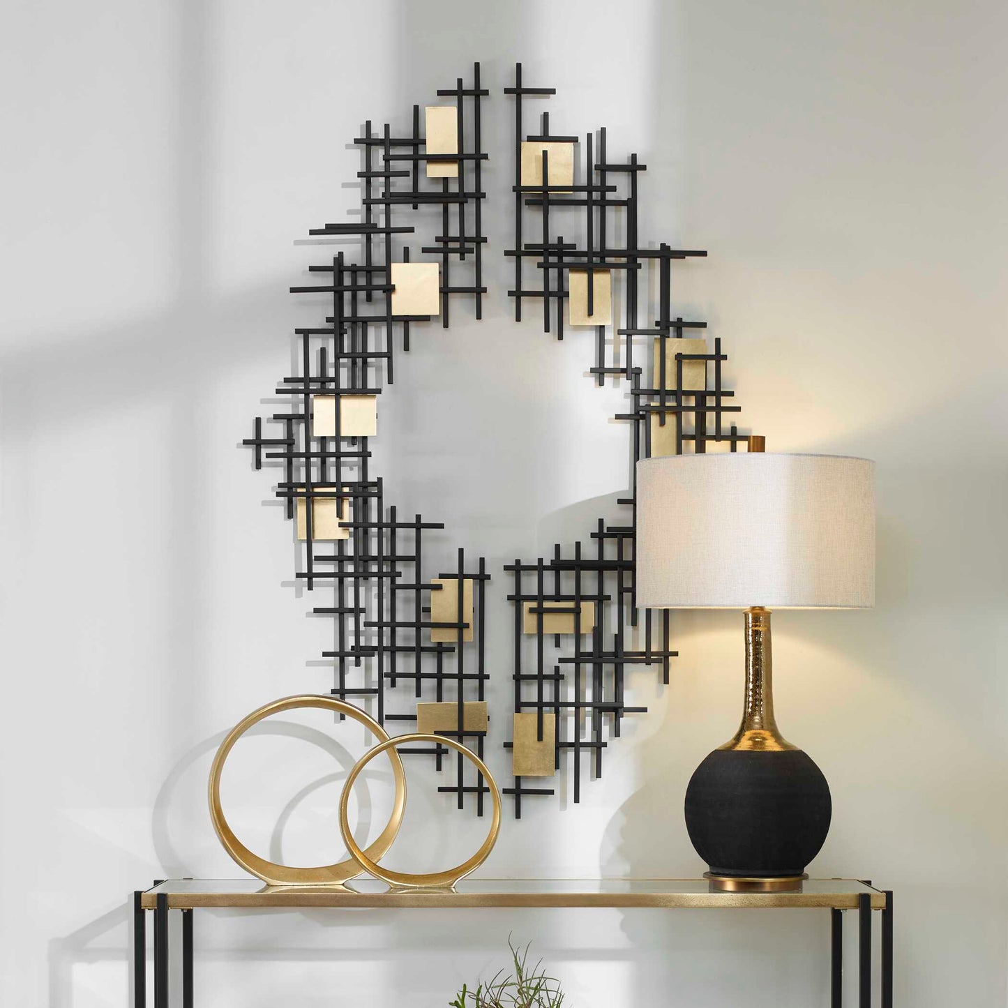 Uttermost Reflection Metal Grid Wall Decor Set/2