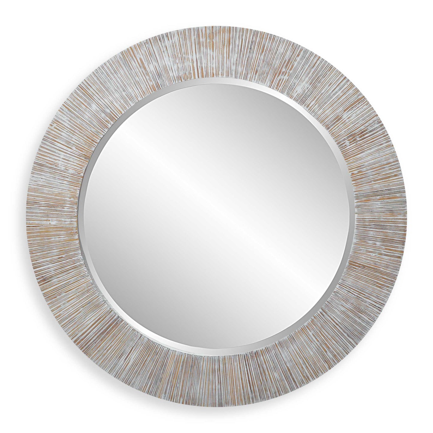 Uttermost Repose Whitewash Round Mirror