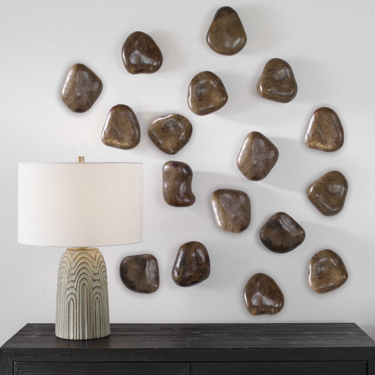 Uttermost Pebbles Walnut Wood Wall Décor Set/9