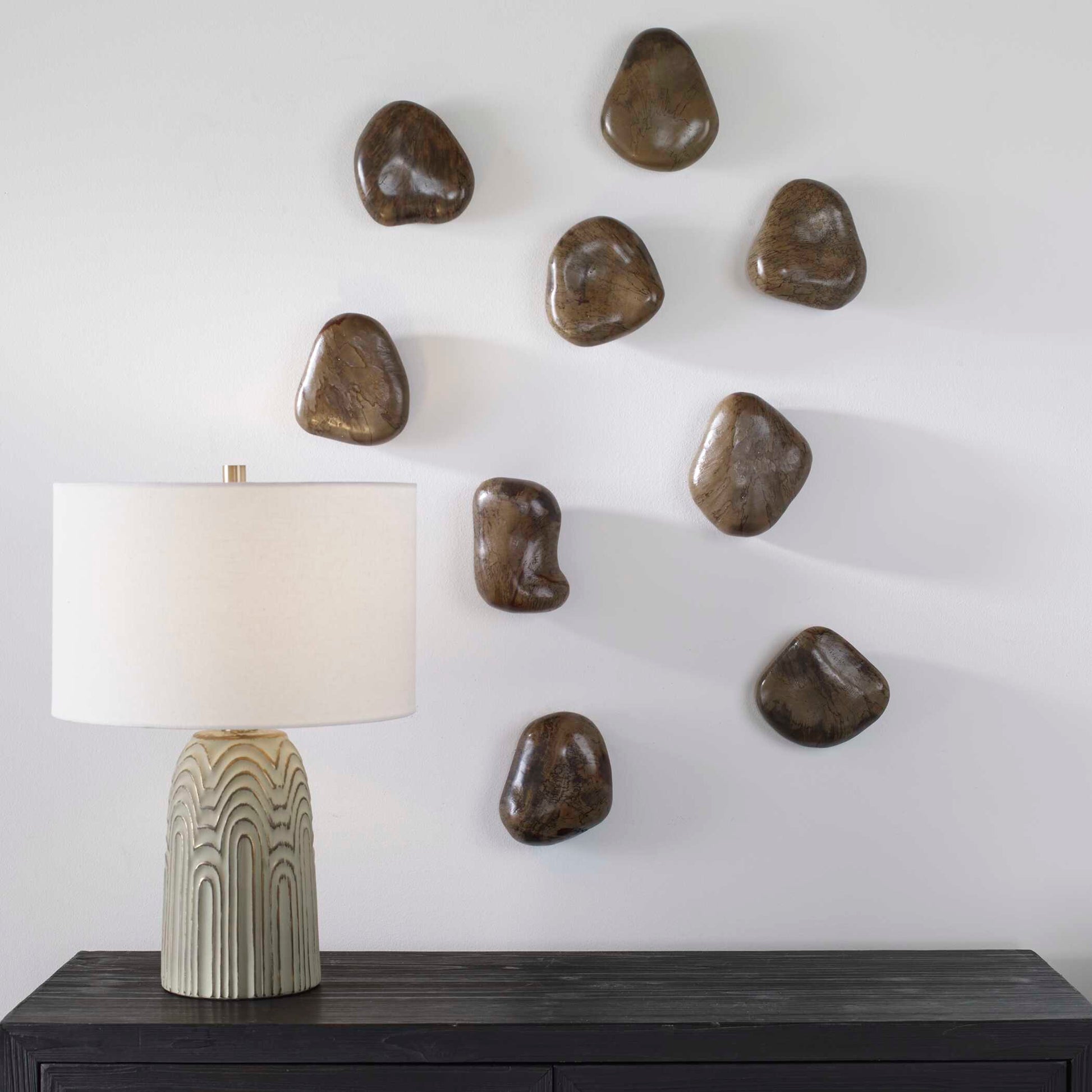 Uttermost Pebbles Walnut Wood Wall Décor Set/9