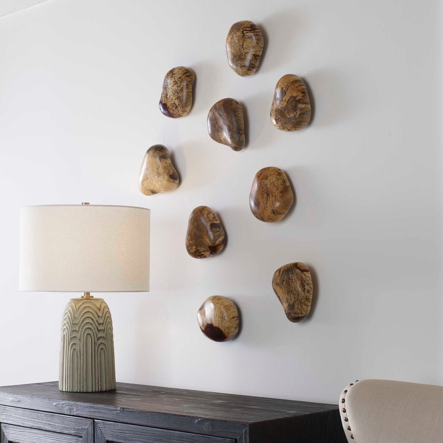 Uttermost Pebbles Blonde Wood Wall Décor Set/9