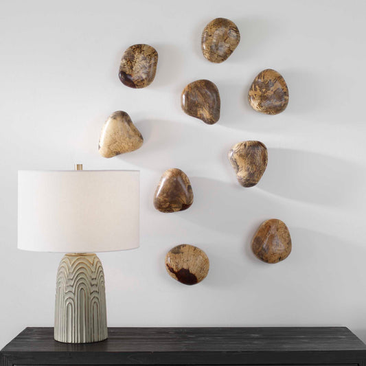 Uttermost Pebbles Blonde Wood Wall Décor Set/9