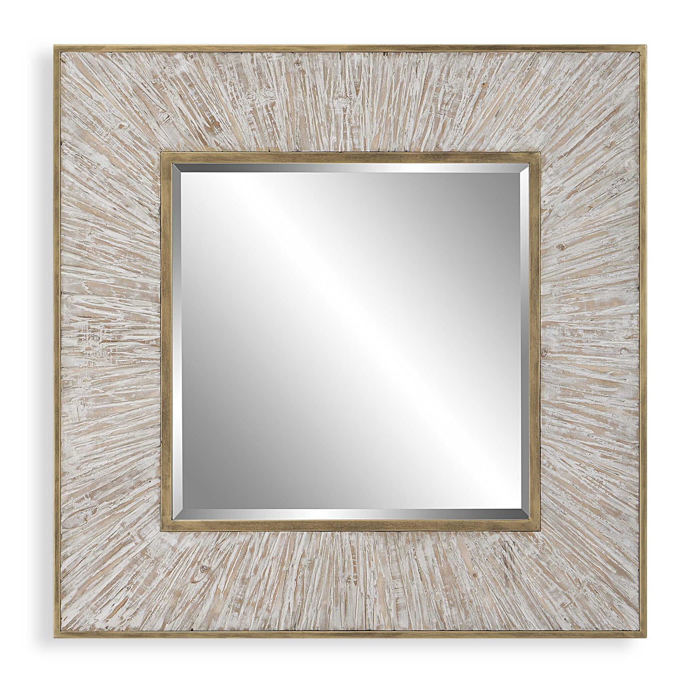 Uttermost Wharton Whitewashed Square Mirror