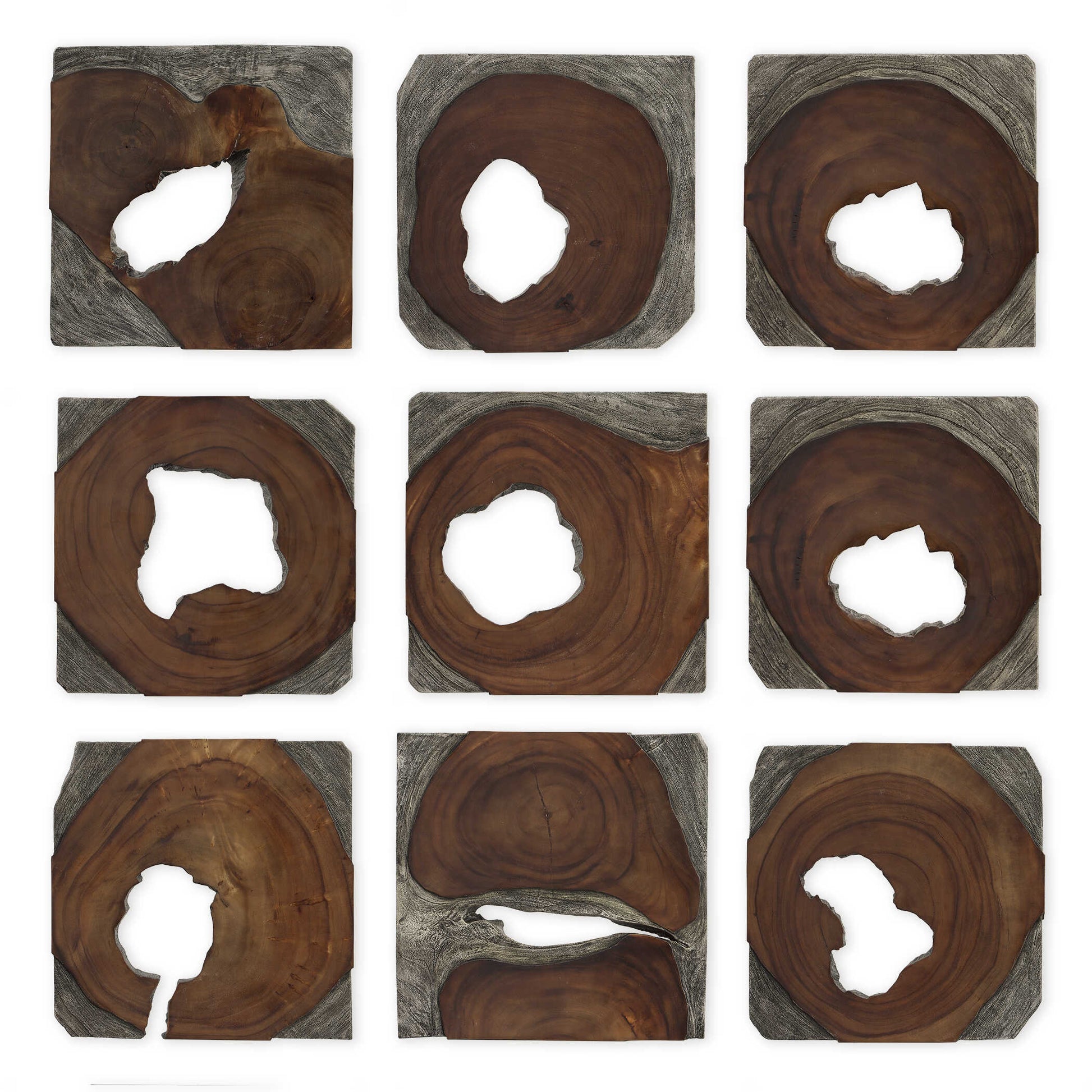 Uttermost Jungle Wood Paneled Wall Art Set/9