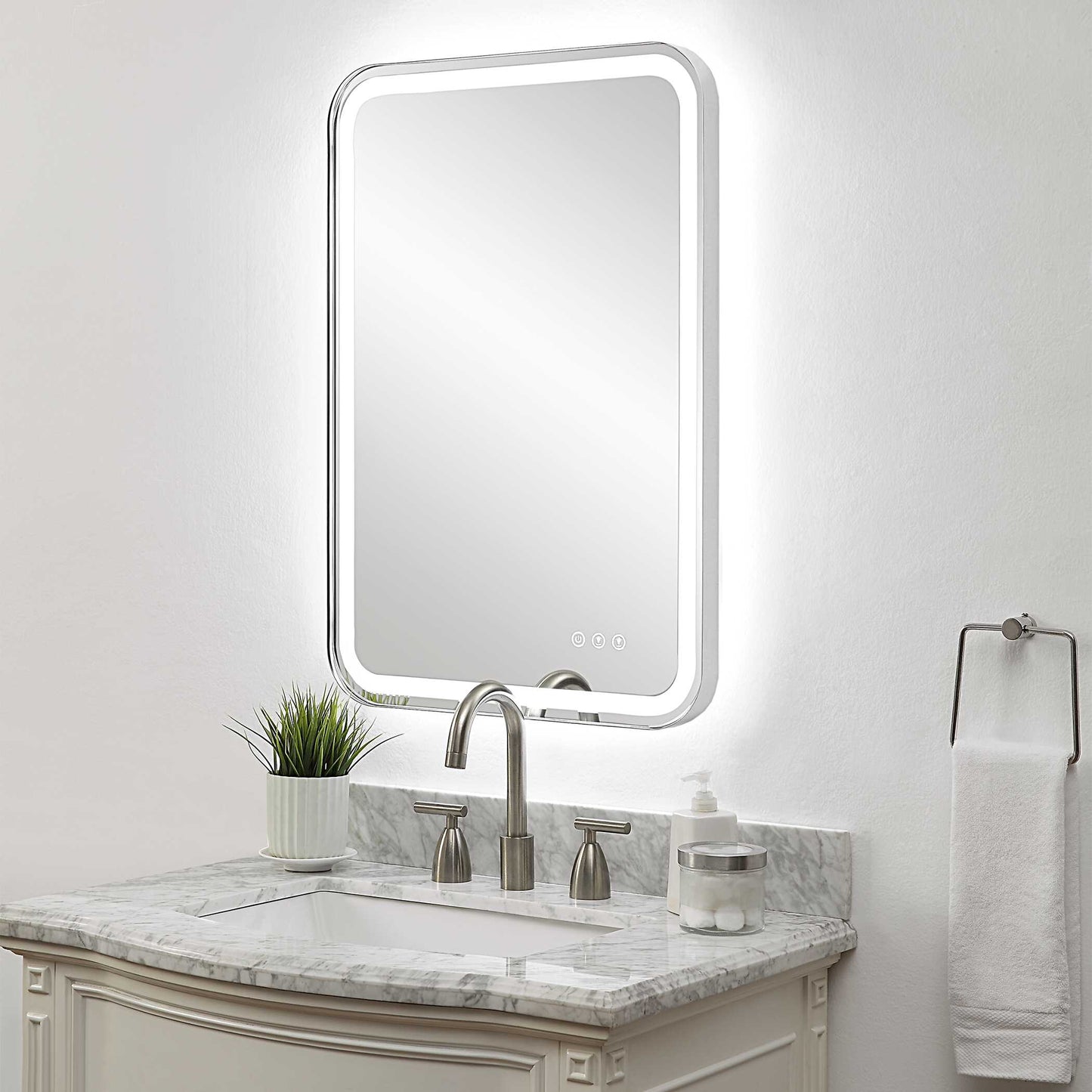 Uttermost Crofton Lighted Nickel Vanity Mirror