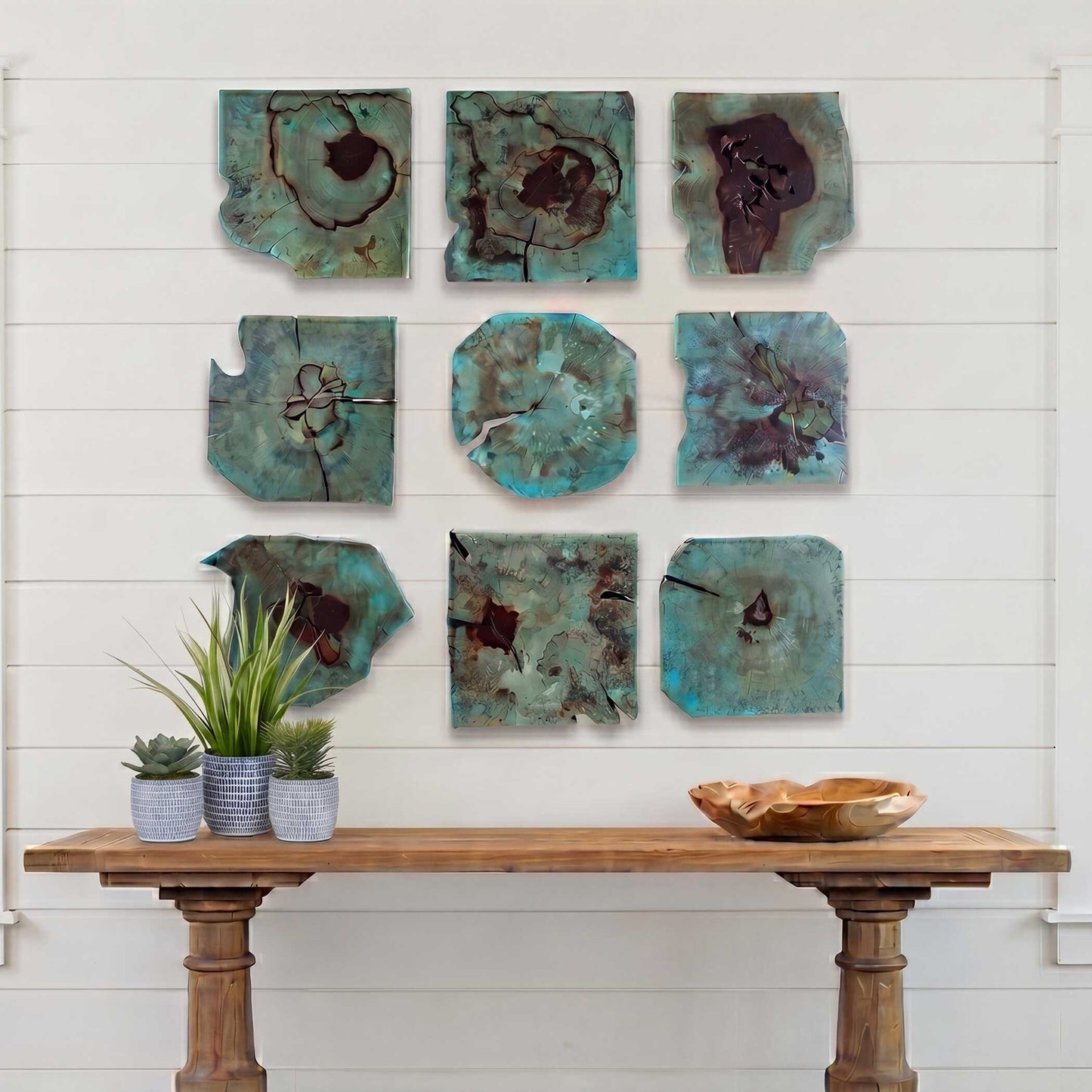 Uttermost Bahati Wood Wall Décor In Blue Set/9