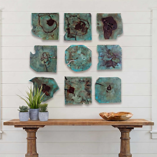 Uttermost Bahati Wood Wall Décor In Blue Set/9