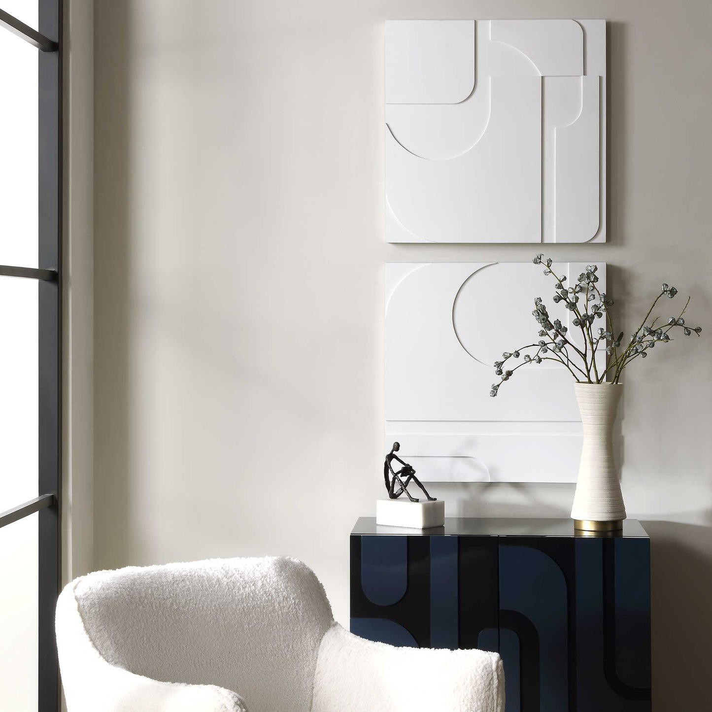 Uttermost Contours White Wall Decor Set/2