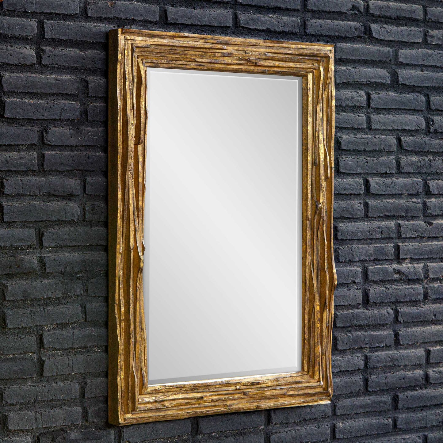 Uttermost Overlap Teak Wood Mirror
