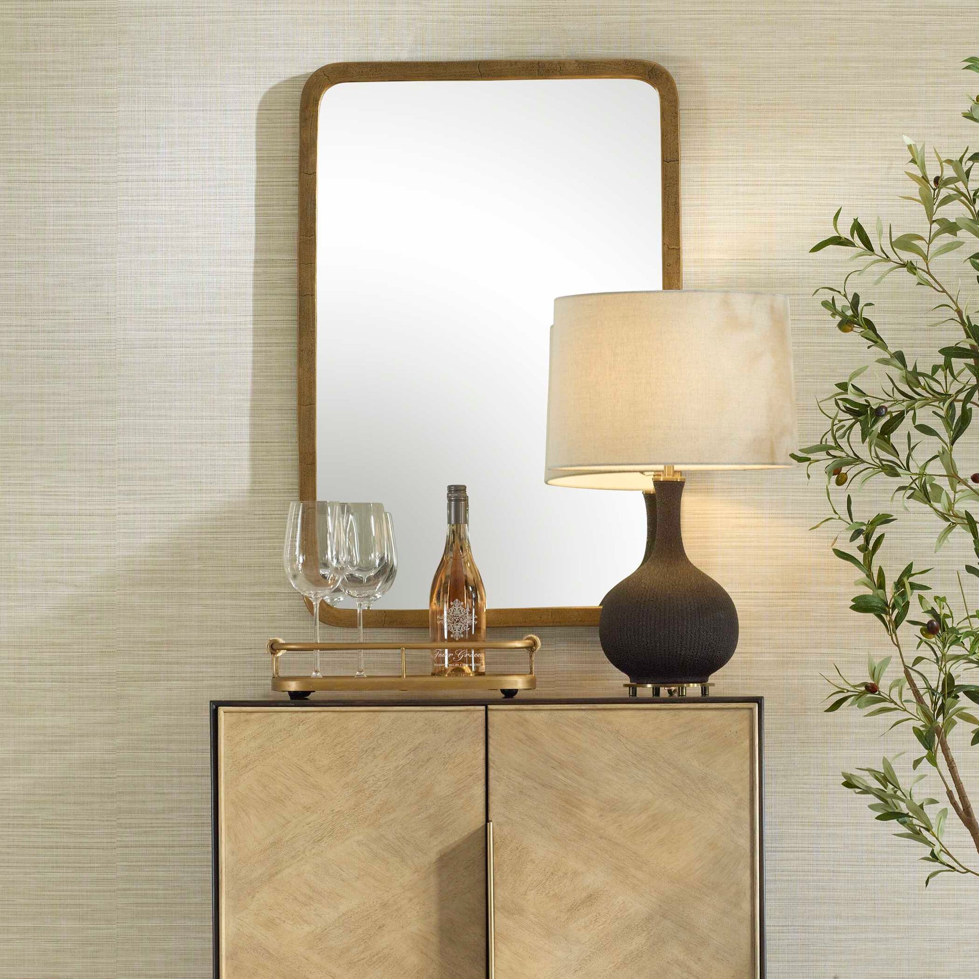 Uttermost Vestry Antique Brass Mirror