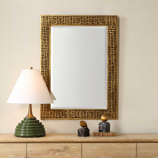 Uttermost Woven In Time Gold Mirror