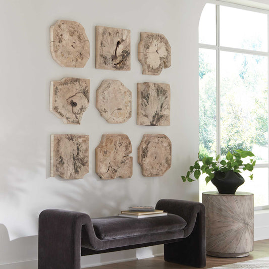 Uttermost Bahati Wood Bleached Wall Decor Set/9