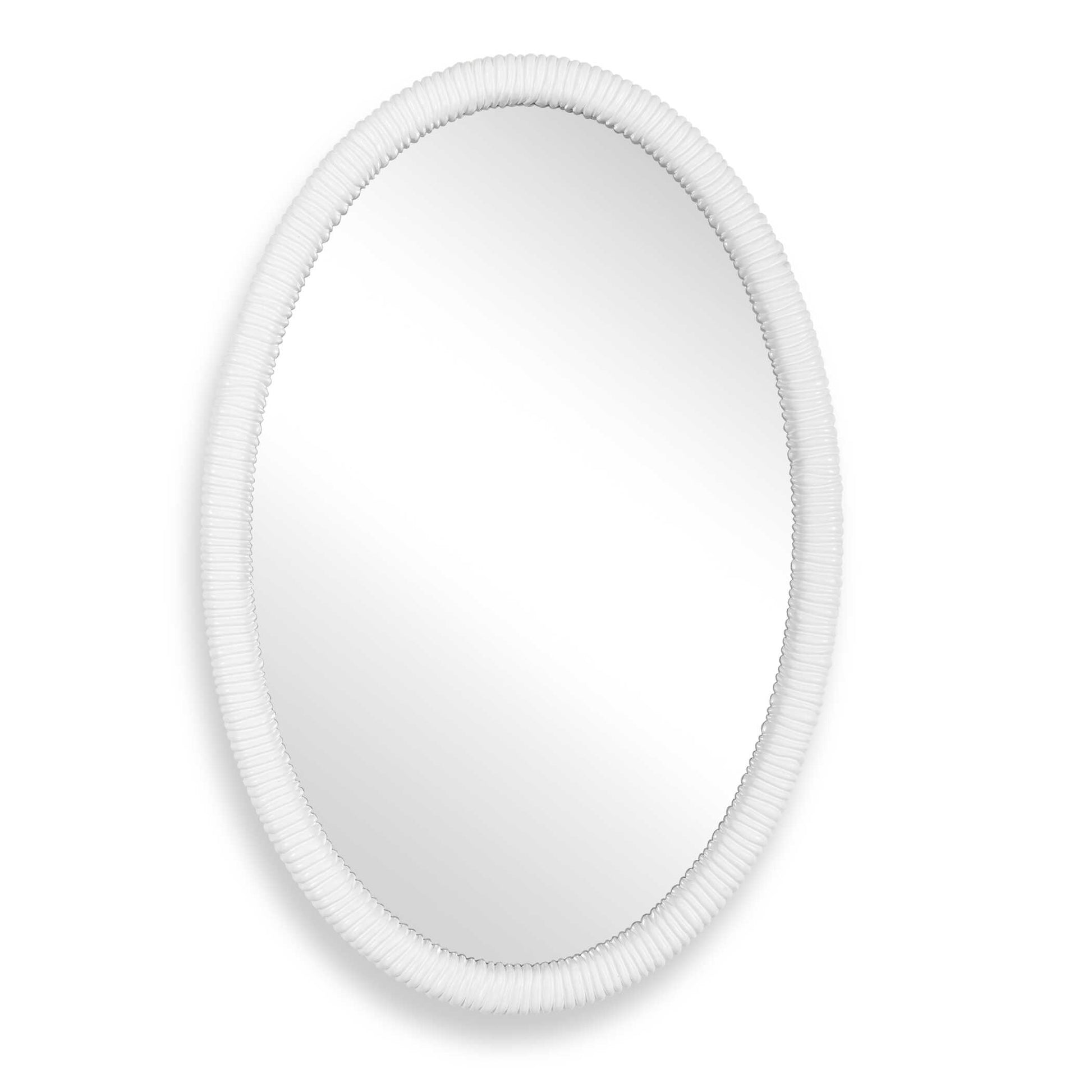 Uttermost Bali White Ribbed Oval Mirror - White