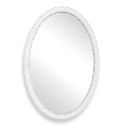Uttermost Bali White Ribbed Oval Mirror - White