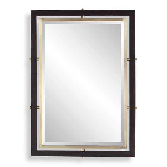 Uttermost Bach Walnut & Brass Rectangle Mirror - Brass,Gold,Woodtone