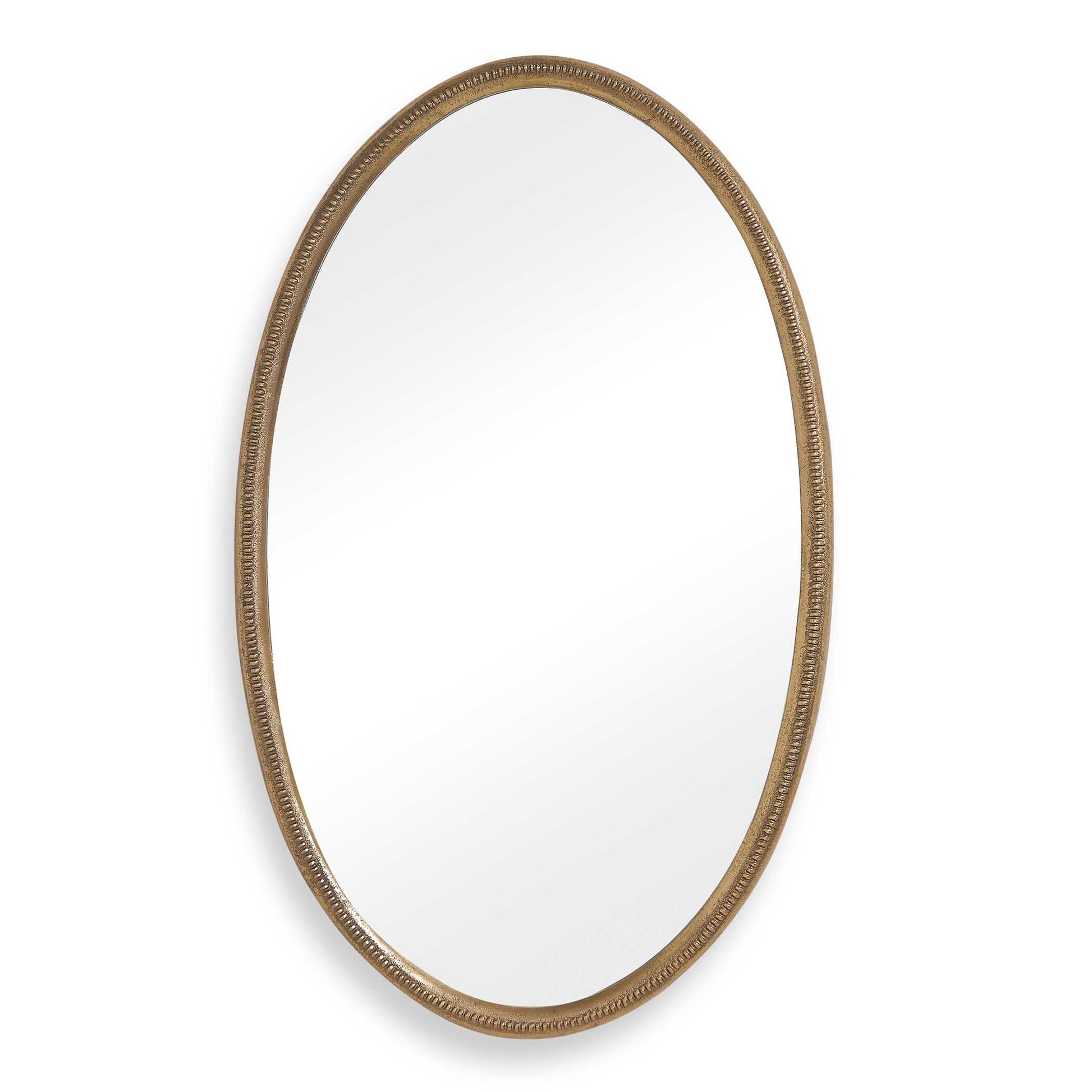 Uttermost Ellis Beaded Brass Oval Mirror - Brass,Gold