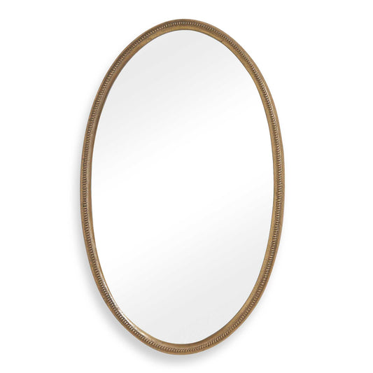 Uttermost Ellis Beaded Brass Oval Mirror - Brass,Gold