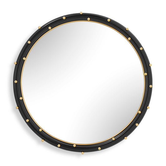 Uttermost Helia Brass Round Mirror - Black,Gold