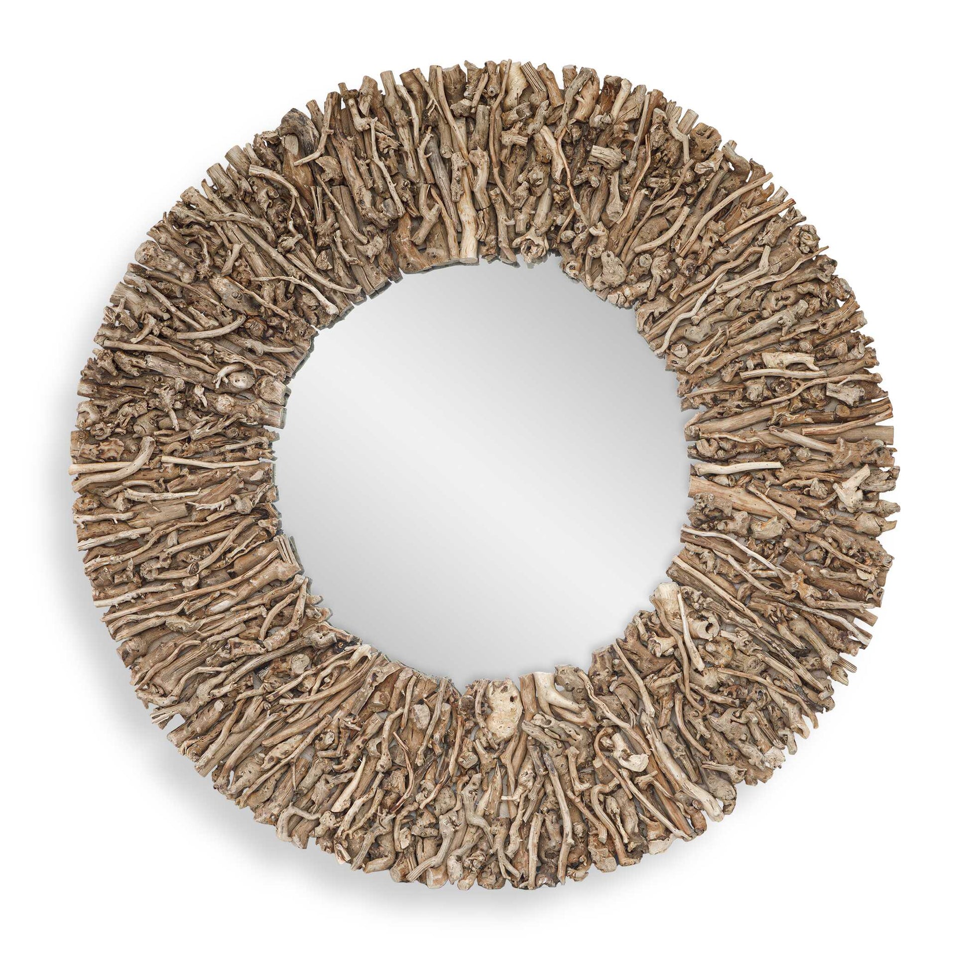 Uttermost Rossetti Round Interwoven Wood Mirror - Woodtone