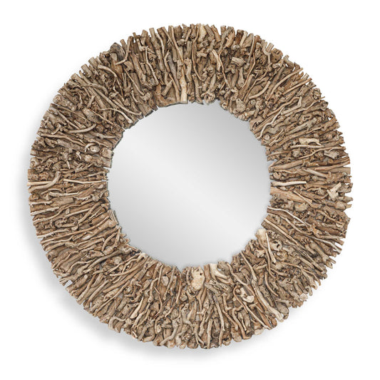 Uttermost Rossetti Round Interwoven Wood Mirror - Woodtone