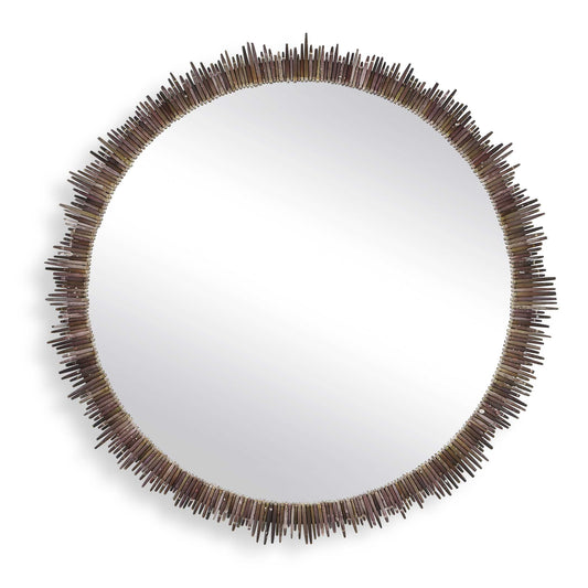 Uttermost Tiger Sea Urchin Round Mirror - Brown,Green,White